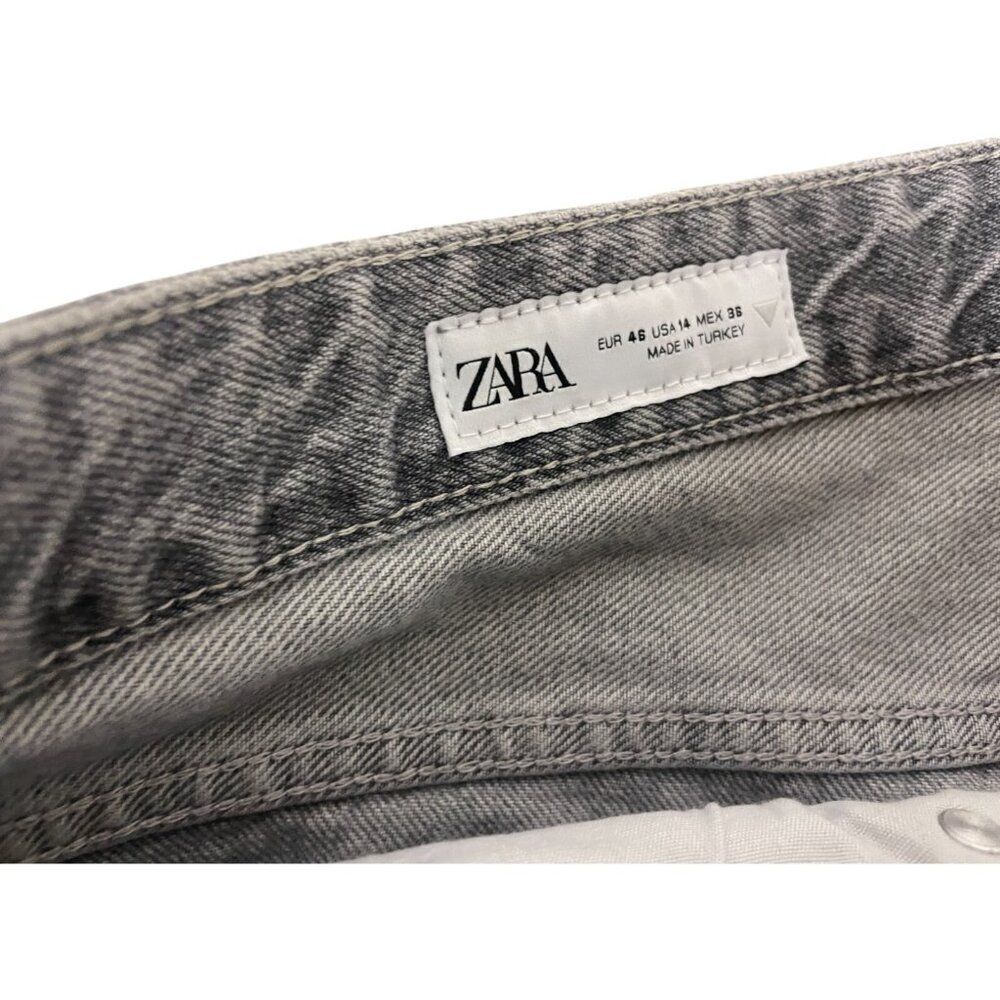 Zara Womens Wide Jeans EU 46 US 14 Gray Mid Rise Full length Denim 6045/223 NWT - Picture 4 of 10
